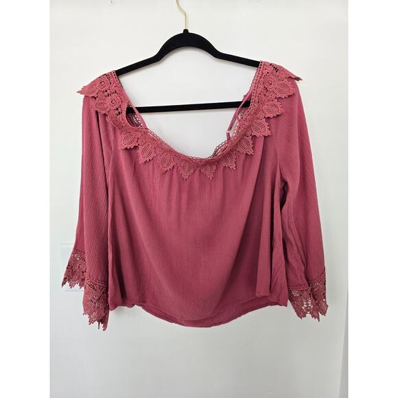 Romantic Pink Dusty Rose Fairy Coquette Dainty Top XL Crochet Boho Whimsical - Picture 2 of 10